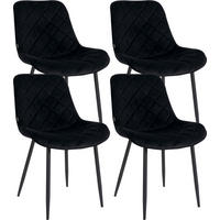 STUHL 4er Set Samt schwarz - Schwarz, Textil/Metall (53/82/60cm) - CLP