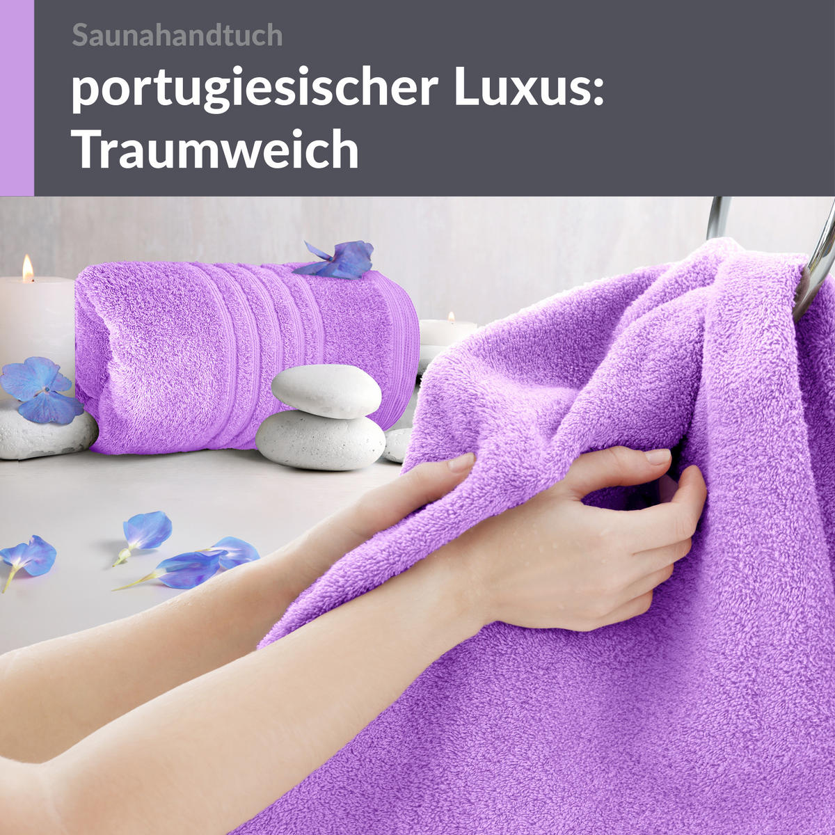 SAUNATUCH 80x200 cm 2er Set London Flieder Lila - Flieder, Textil (80/200cm) - Lashuma