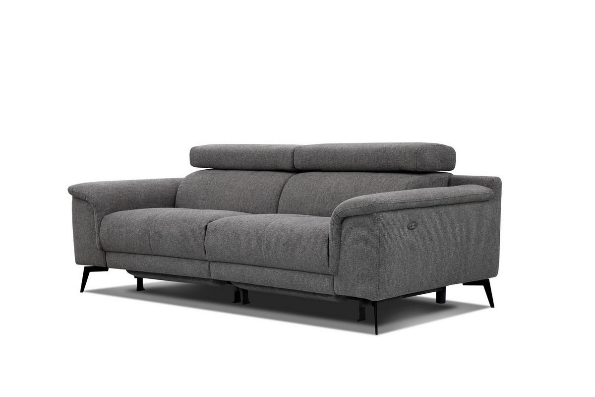 RELAXSOFA FIERO 3-Sitzer mit 2 Relaxfunktionen, dunkelgrau - Dunkelgrau/Schwarz, Holzwerkstoff/Textil (212/82/103cm) - Courtois Laville