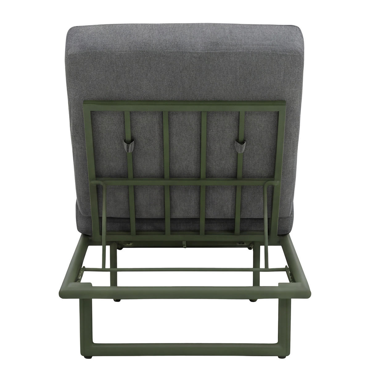 GARTENLIEGE - Stahl / Olefin - Grün / Grau - Grau, Textil/Metall (65/36/200cm) - home24