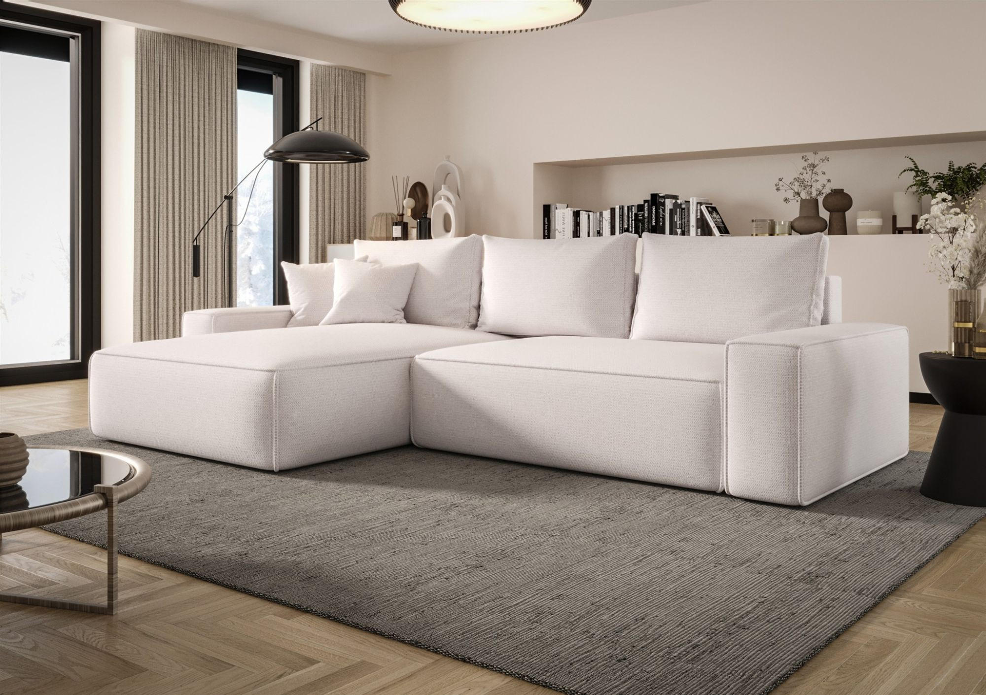 ECKSOFA Walken Mit Schlaffunktion - Weiß, Holzwerkstoff/Textil (280/185cm) - Fun Möbel