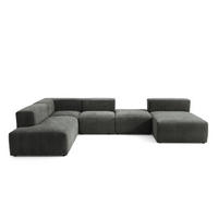 5-SITZER modulares Wohnlandschaft U XXL HEAVEN SET 6 Links, Breite 375 cm Webstoff Dunkelgrau - Dunkelgrau/Schwarz, Holz/Kunststoff (375/73/245cm) - Muffo