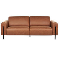 3-SITZER-SOFA Lederoptik goldbraun Askim - Rotbraun/Schwarz, Textil (207/87/89cm) - Beliani