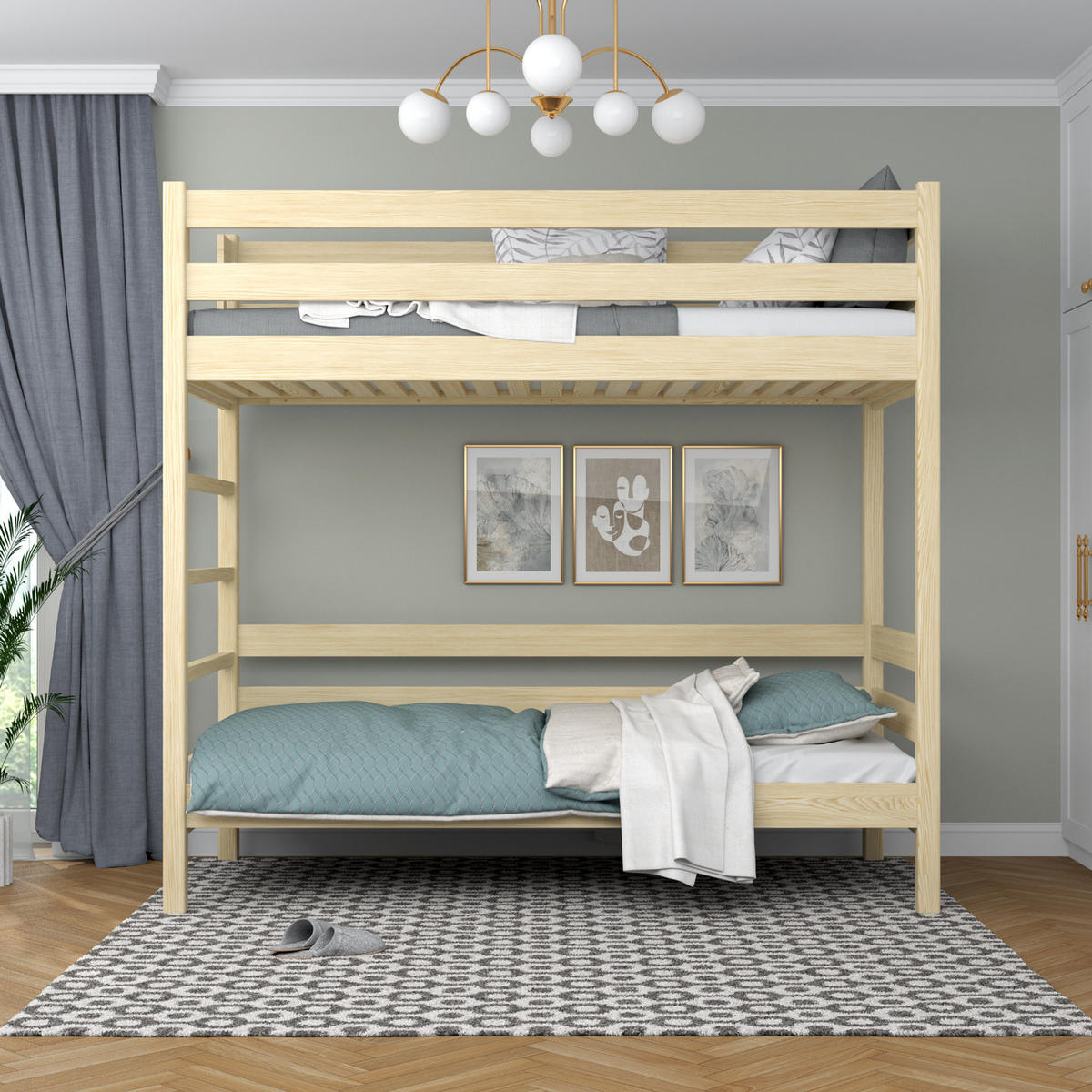 ETAGENBETT N03 Klare Kiefer 90/180 - Braun, Naturmaterialien/Holz (90/180cm) - N-Wood