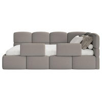 JUGENDBETT Cloudy rechts mit Matratze und Rausfallschutz Bouclé Grau - Grau, Kunststoff/Textil (90/200cm) - Selsey