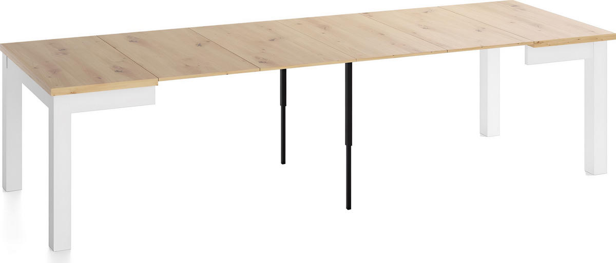 ESSTISCH Toren Weiß ausziehbar verlängerbar quadratisch, Eiche Artisan Hellbraun 80-280/80/76.5 cm - Weiß/Eiche Artisan, Holz/Holzwerkstoff (80/80/77cm) - WFL GROUP