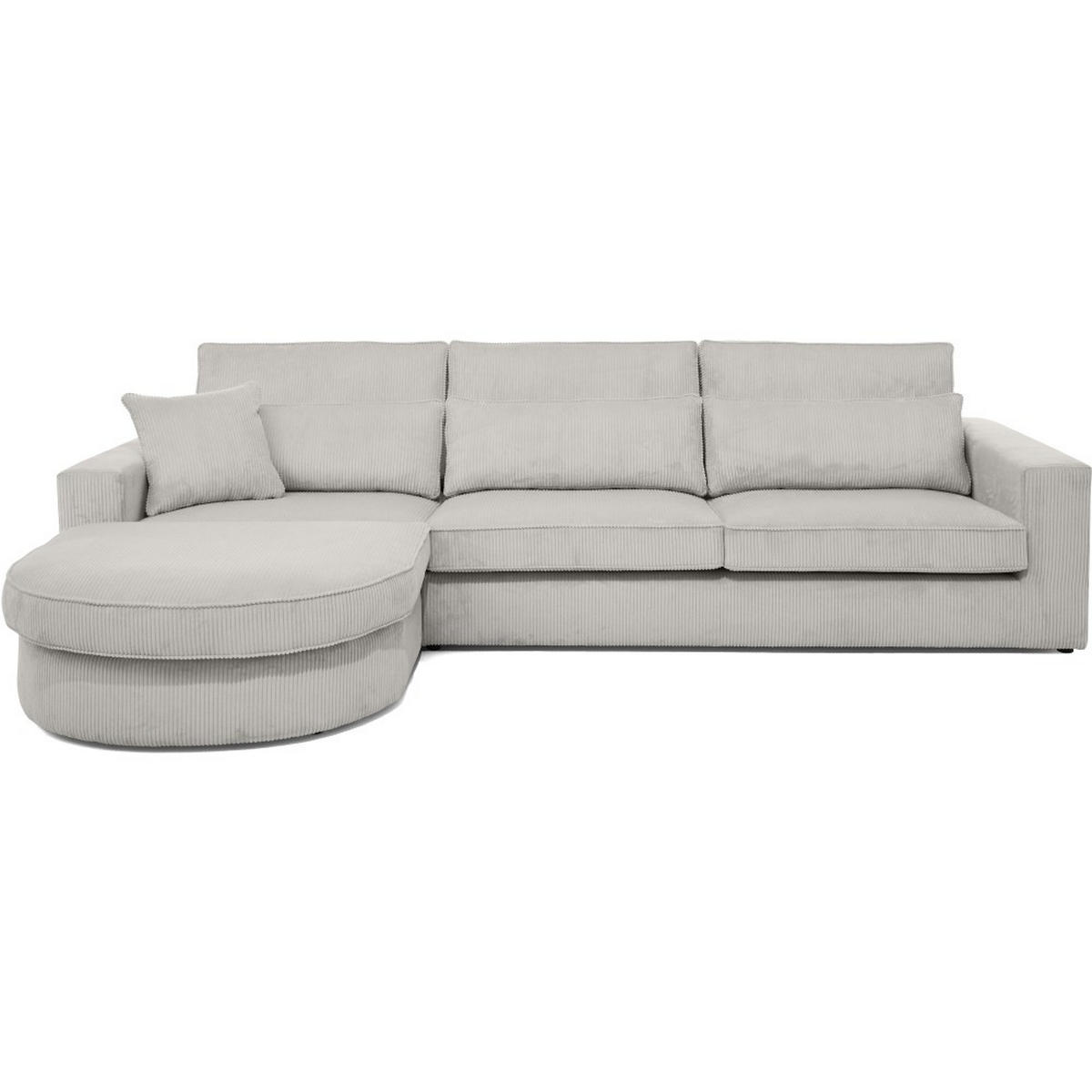ECKSOFA Pablo ohne Schlaffunktion, mit abgerundeter Ottomane, links, Graubeige - Hellgrau, Textil (319/196cm) - Beautysofa