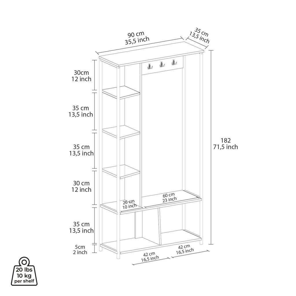 Thumbnail - Mobili Rebecca Garderobe, Weiß, Holzwerkstoff, 90x182x35 cm, Garderobe, Garderoben-Sets & Serien, Garderoben-Sets