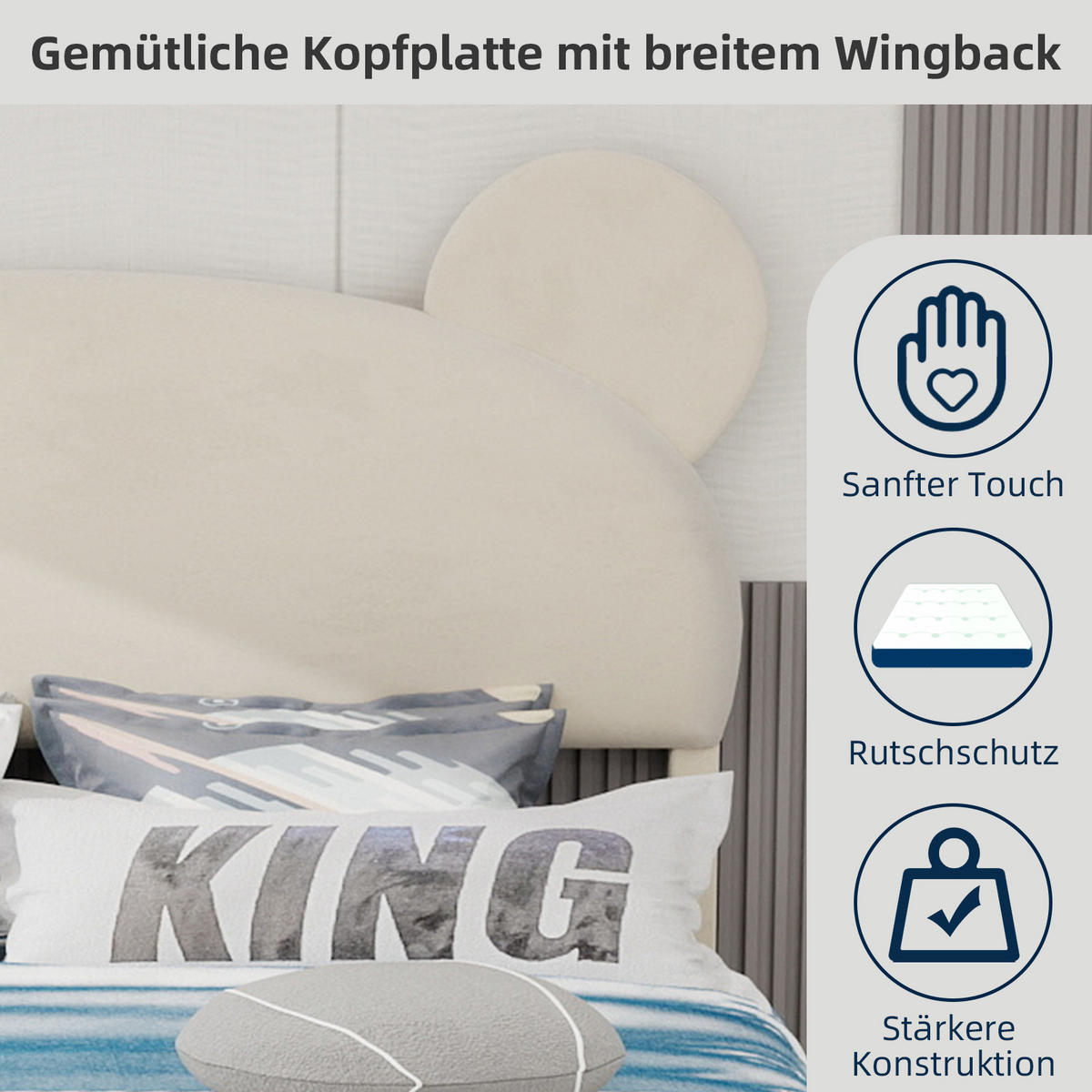 POLSTERBETT 140/200 cm in Beige Stoff mit Bettkasten - Beige, Holzwerkstoff/Textil (140/200cm) - WISHDOR