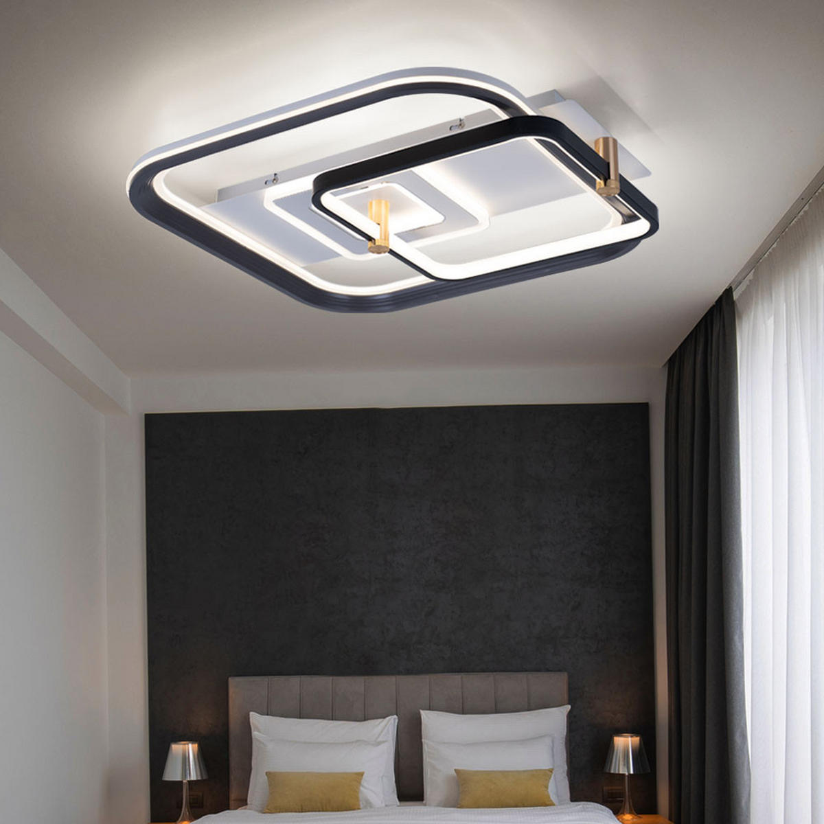 LED DECKENLEUCHTE Metall Schwarz opal - Schwarz, Metall (52/48/9.5cm) - Globo Lighting