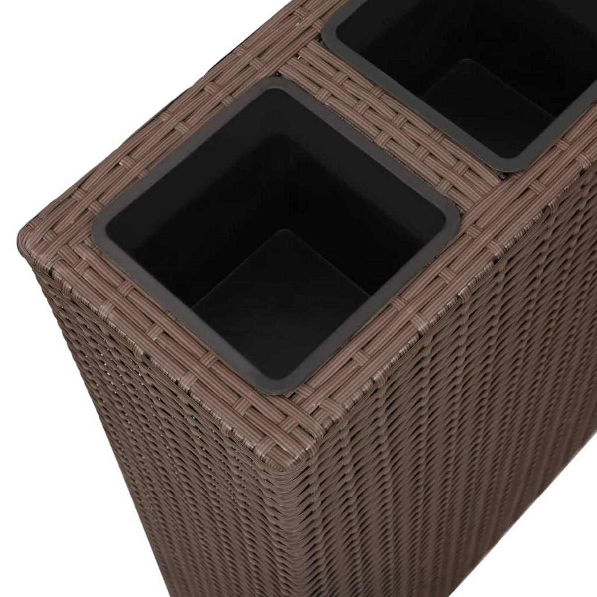 BLUMENKASTEN 4 Innentöpfe aus Rattan Braun | 79x22x76cm BxTxH - Braun, Kunststoff (79/76/22cm) - DELUKE