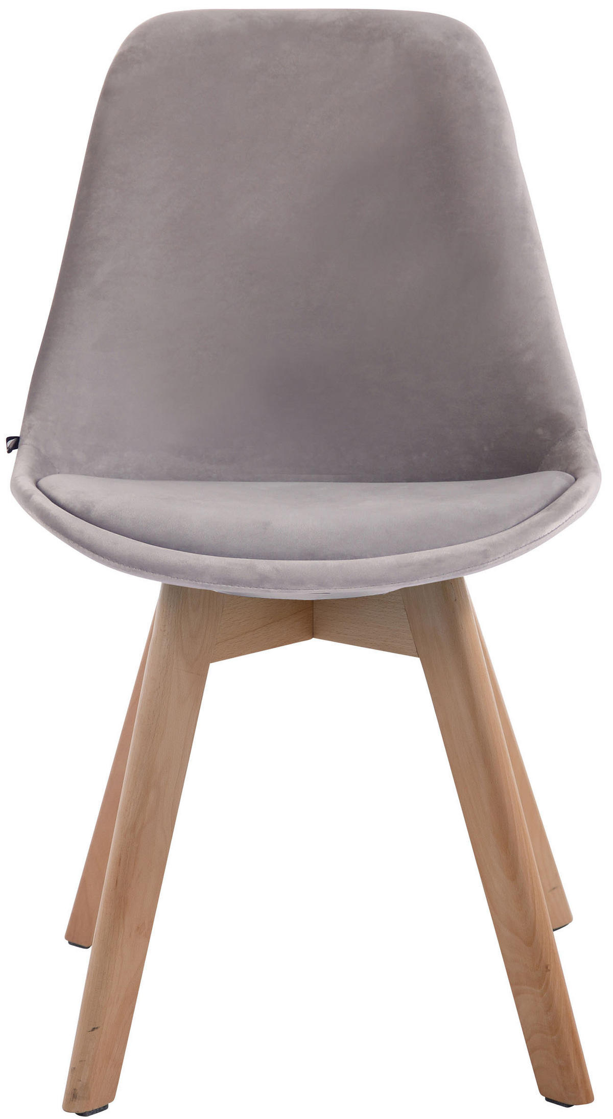 STUHL Samt grau - Eukalyptusholzfarben/Grau, Holz/Textil (48/84/55cm) - CLP