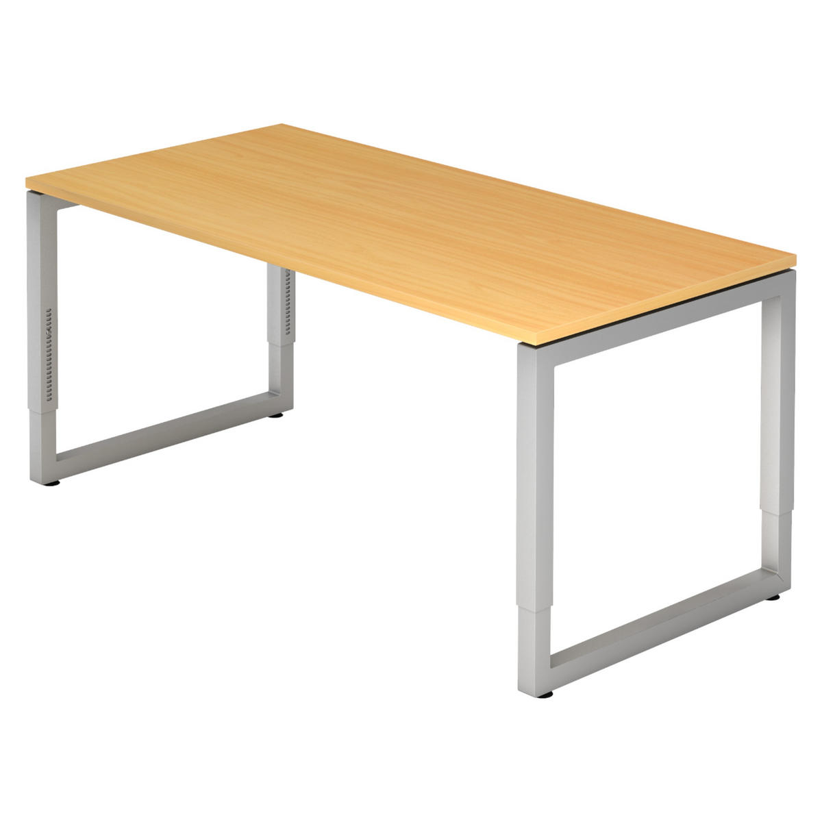 SCHREIBTISCH Serie-R 80/160/74 cm in Buchefarben/Silberfarben - Buchefarben/Silberfarben, Holzwerkstoff (80/160/74cm) - bümö