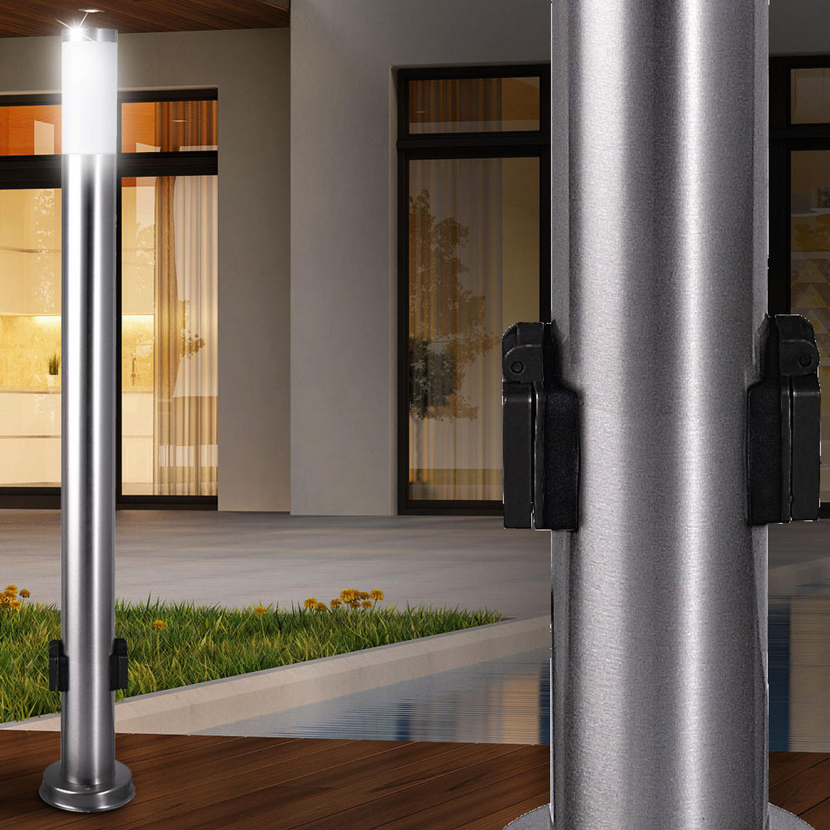 LED WEGELEUCHTE Edelstahl Silber - Silberfarben, Kunststoff (13.1/13.1/110cm) - Globo Lighting