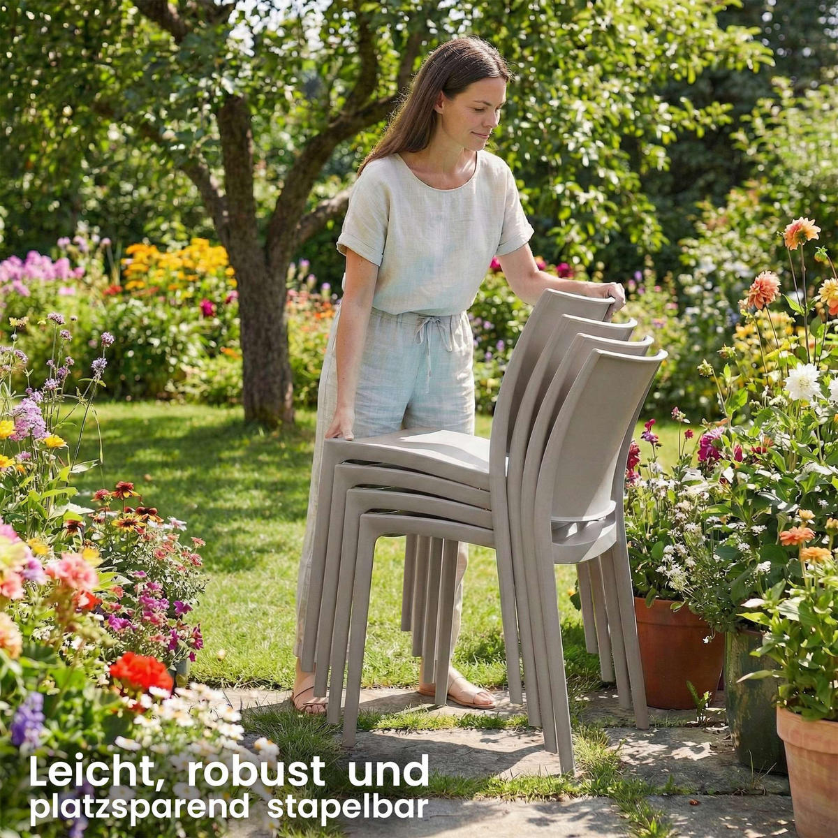 GARTENSTUHL Kunststoff Taupe - Taupe, Kunststoff (42/81/49cm) - CLP