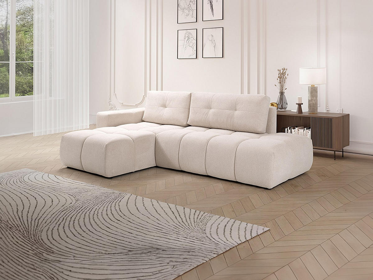 ECKSOFA mit Schlaffunktion - Ecke links - Stoff - Beige - TRIMALDI - Beige, Textil (294/182cm) - Vente-Unique