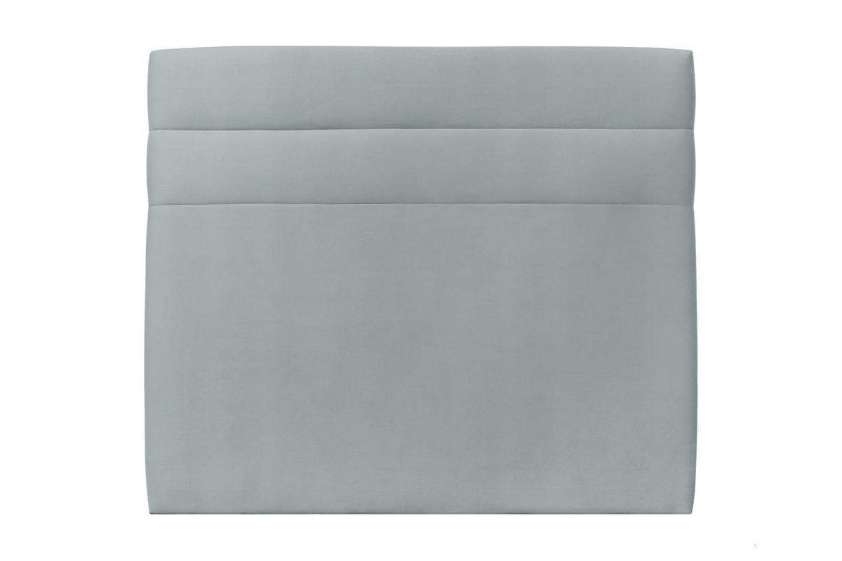 KOPFTEIL Modell Linien – Blaugrauer Samtstoff 140 cm - Beige/Blaugrau, Holz (140/120/10cm) - Sommeil de Plomb