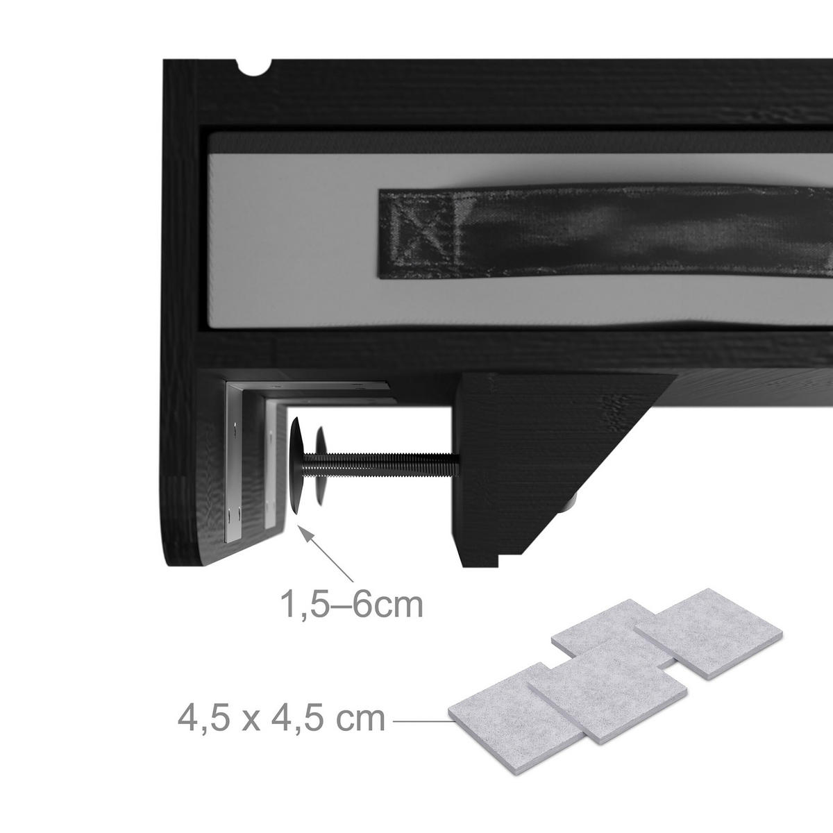 2XNACHTTISCH - Schwarz, Holz/Textil (37/14/26.5cm) - Relaxdays
