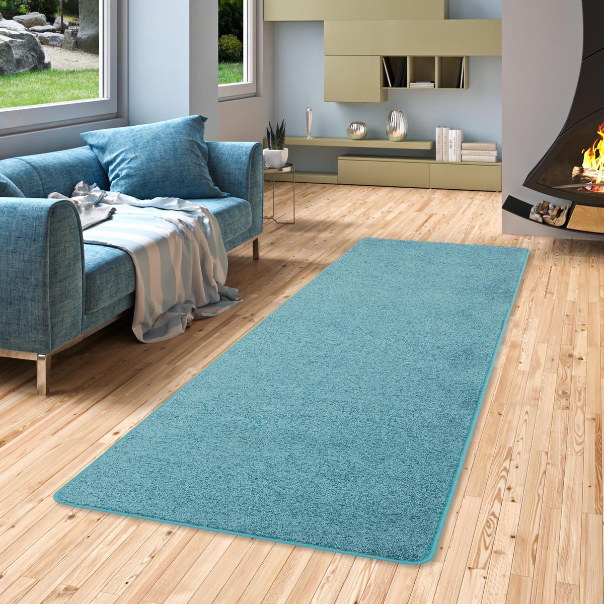 HOCHFLOR LANGFLOR TEPPICH LÄUFER COTTAGE - Petrol, Textil (100/300cm) - Snapstyle