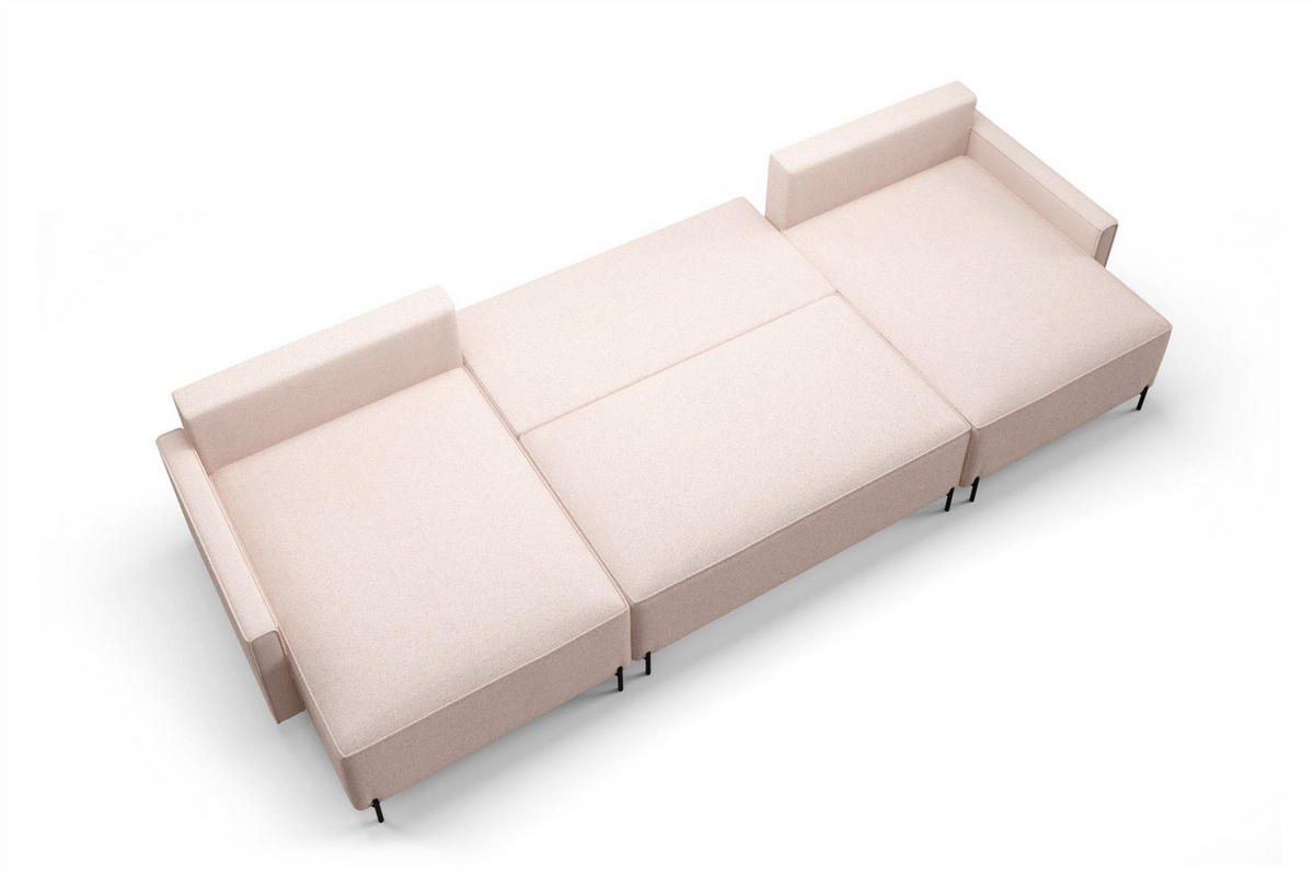 WOHNLANDSCHAFT Braga - Rotbraun, Holzwerkstoff/Textil (372/80/153cm) - Fun Möbel