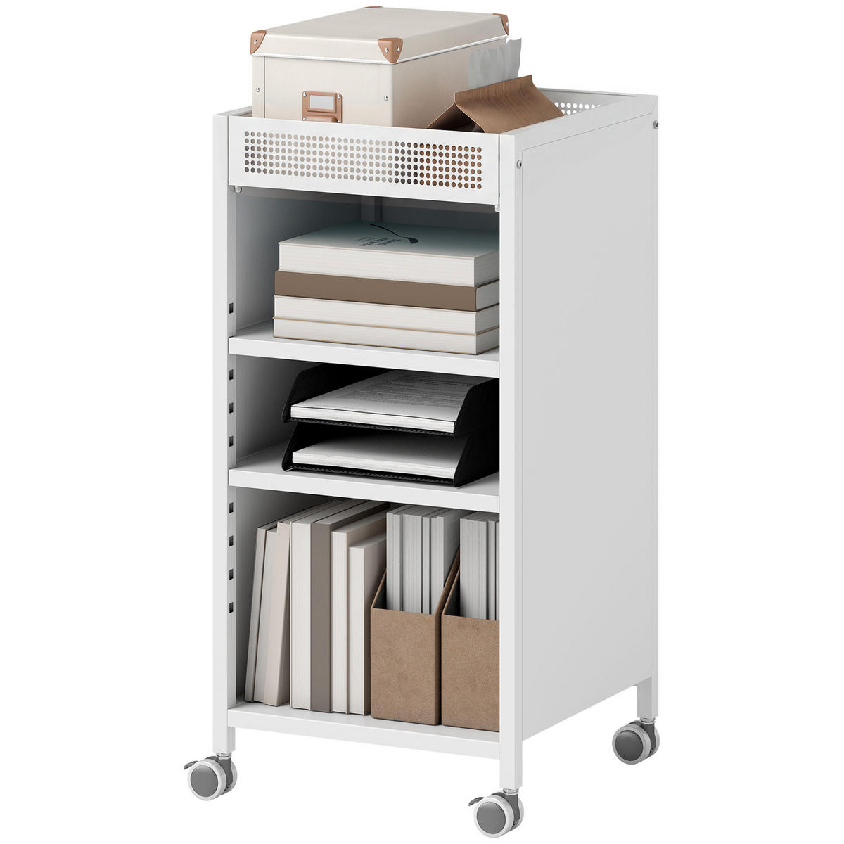 BÜCHERREGAL DE-09941 Weiß - Weiß, Metall (34/69.5/35cm) - ComfortXL