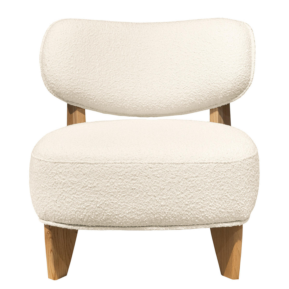 SESSEL - Bouclé - Eichefarben/Creme, Eichenholz/Holz (70/72/79cm) - home24