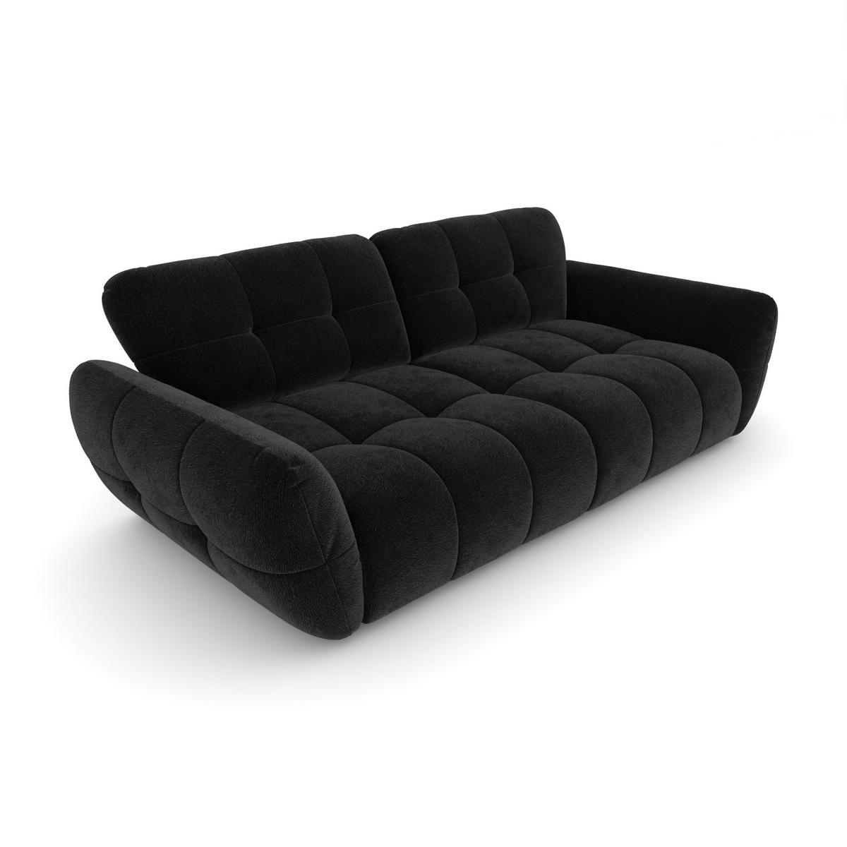 BIGSOFA Vannes Chenille Schwarz 272/134/68 cm - Schwarz, Kunststoff/Textil (272/68/134cm) - foamnova