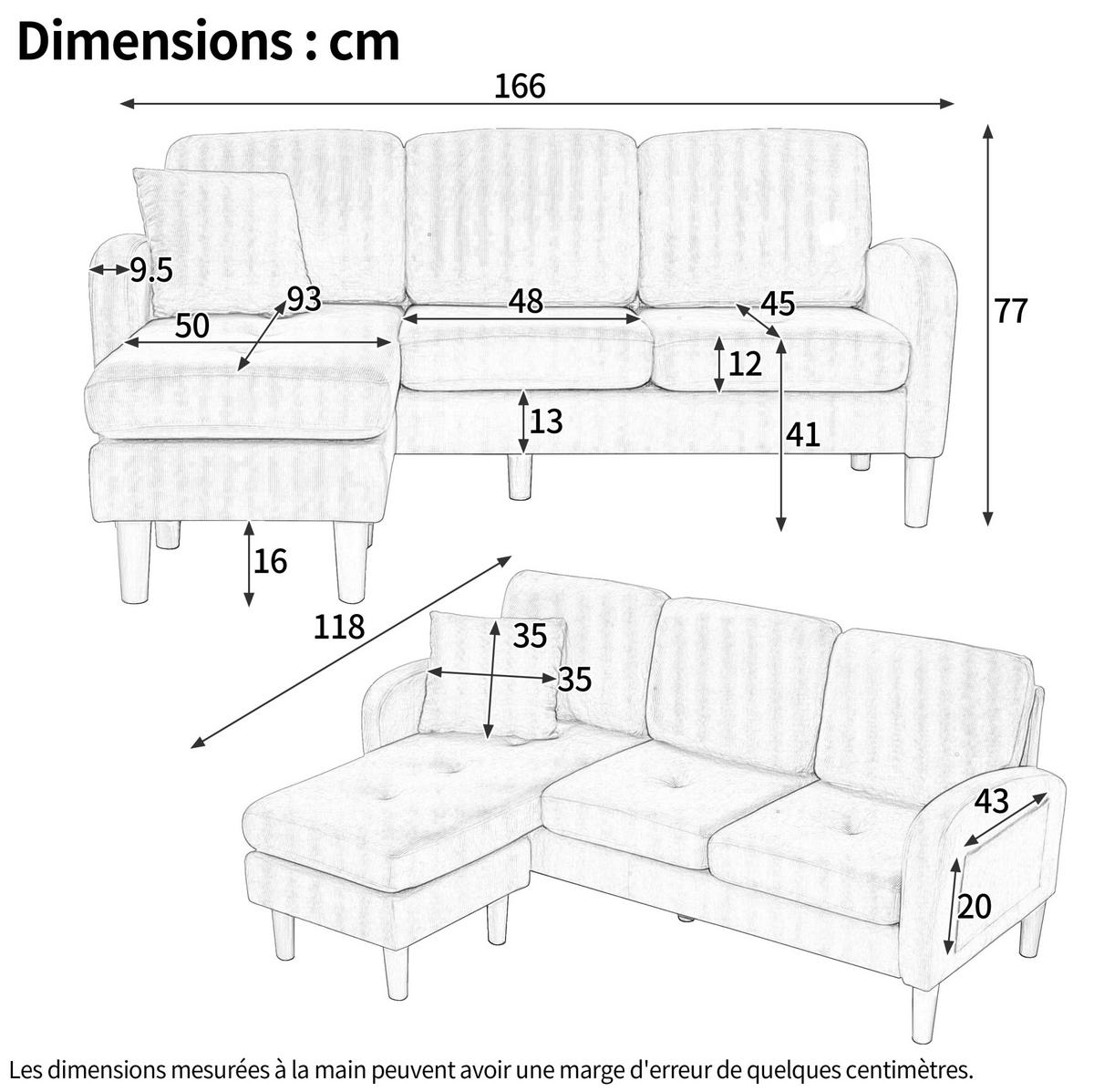 SOFA modular mit Chaiselongue 166 x 118 x 77 cm hellbeige - Beige, Kunststoff (166/118cm) - IVMEU