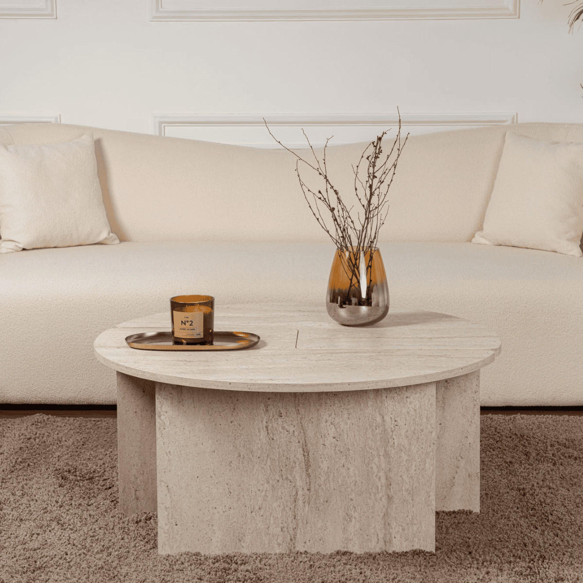COUCHTISCH (2er-Set) moira 90/90/41 cm - Beige, Holzwerkstoff (90/90/41cm) - Calicosy