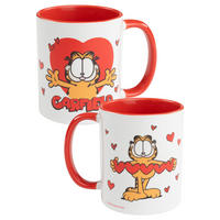 KAFFEEBECHER Garfield Hearts Weiß/Rot 320 ml - Multicolor, Keramik (0.32L) - United Labels