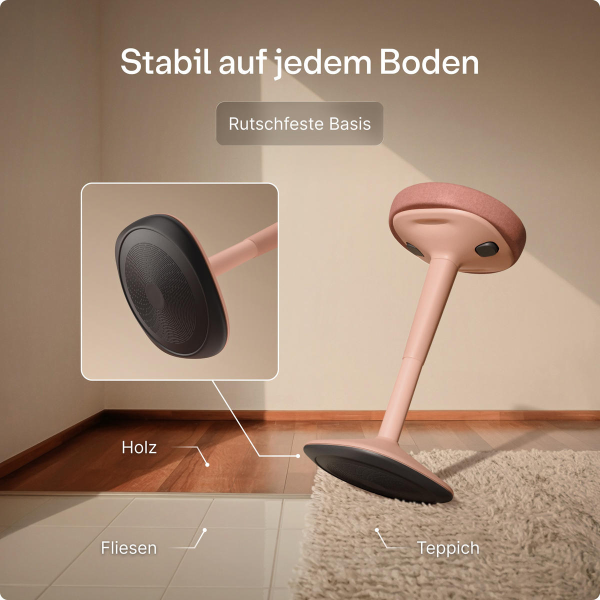 ERGONOMISCHER Balancehocker, Rosa - Pink, Kunststoff (37/58/37cm) - Desktronic