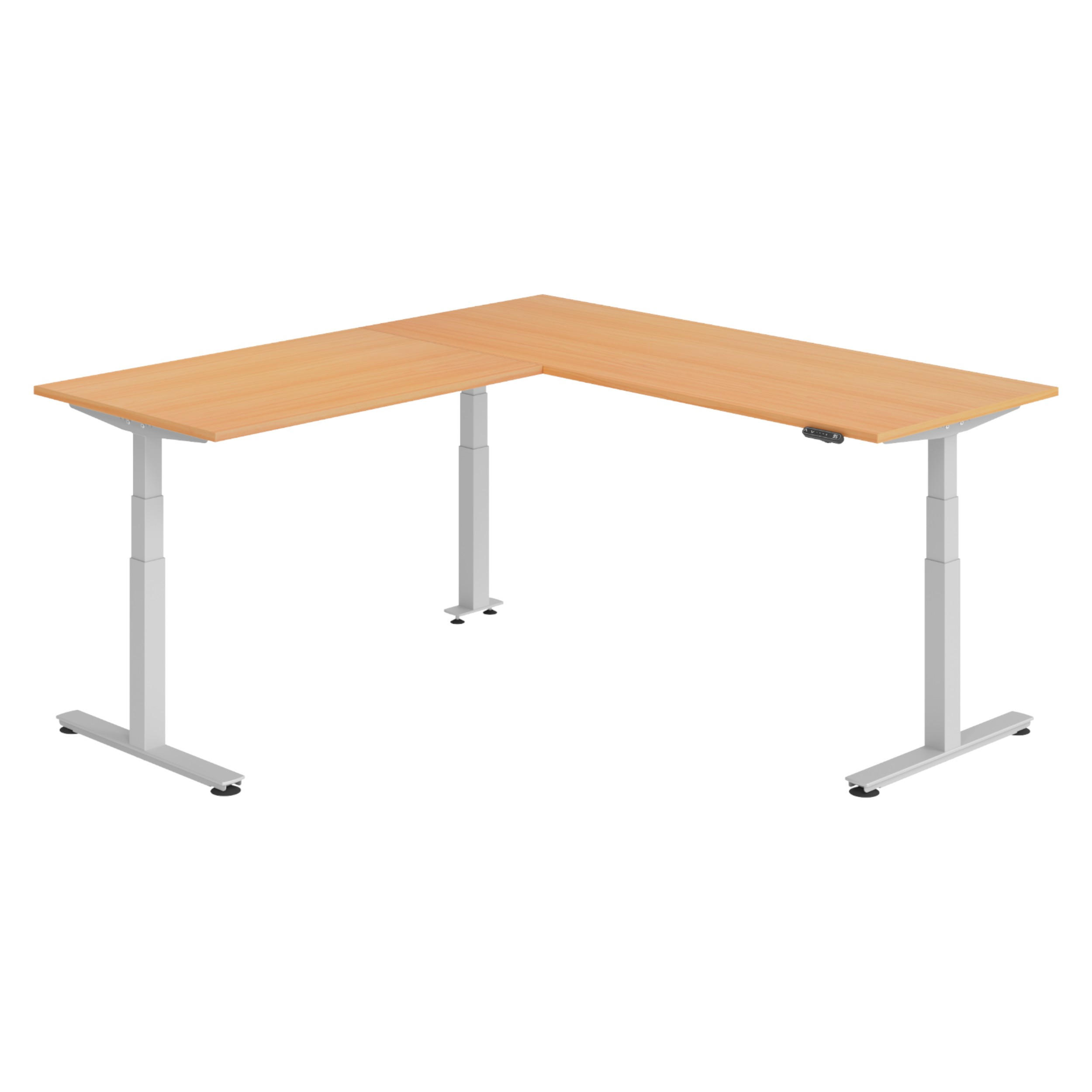 bümö Eckschreibtisch Buche, Silber 200x74x220 cm