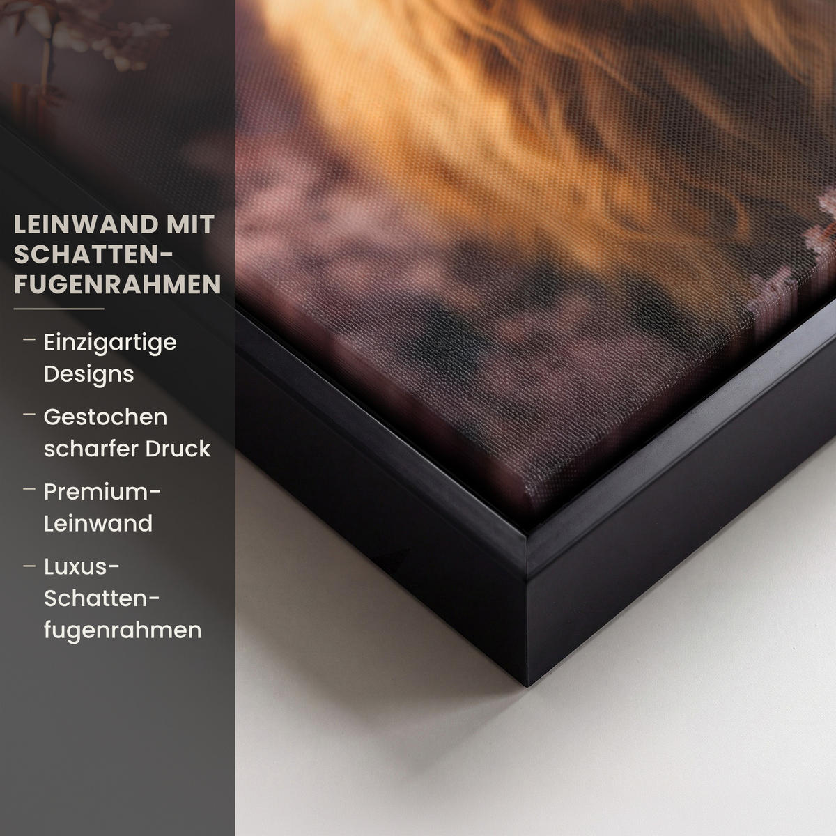 LEINWAND Bilder mit Rahmen - Schottischer Hochländer - Frühling - Hochland - 30x40 - Hellrosa, Textil (30/40cm) - MuchoWow