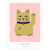 POSTER Maren Gross - Maneki Neko, A Lucky Cat - Pink, Papier (50/70/0.1cm) - Poster&Frame