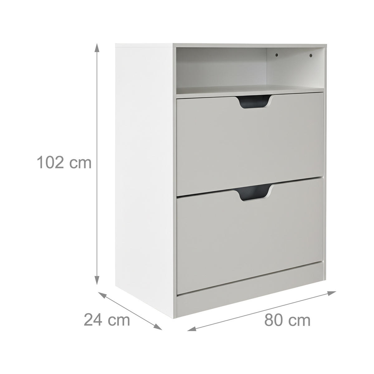 SCHUHSCHRANK - Weiß, Holzwerkstoff/Kunststoff (80/102/24cm) - Relaxdays