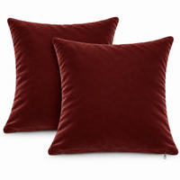 KISSENBEZUG 2er Set Bordeaux 50x50 Samt weich - Bordeaux, Textil (50/50cm) - TiborTex