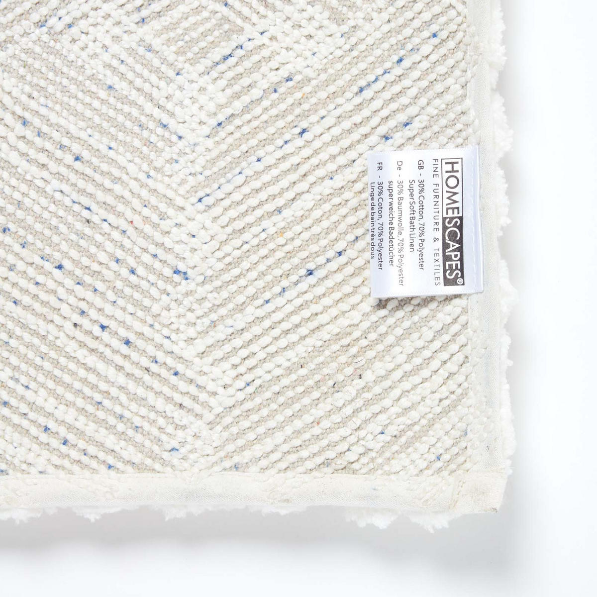 BADEMATTE 50/80 cm Rautenmuster, Hochflor - Weiß, Textil (50/80cm) - Homescapes