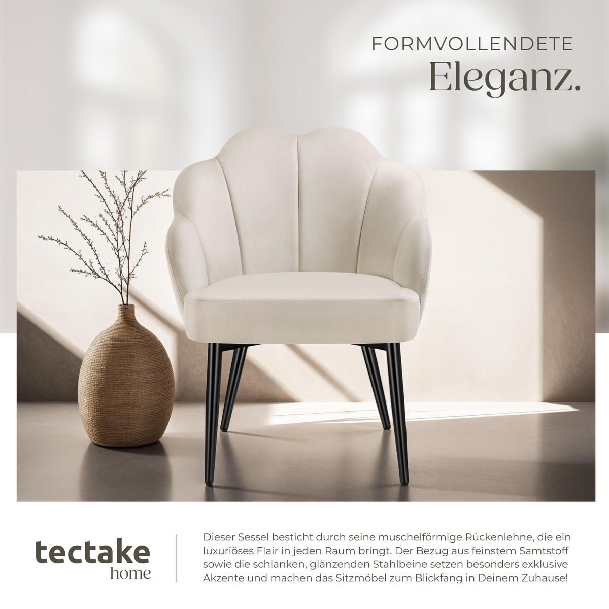 COCKTAILSESSEL 1er Set Hellen 66 x 62 x 80 5 cm creme/schwarz - Creme/Schwarz, Textil (66/80.5/62cm) - tectake