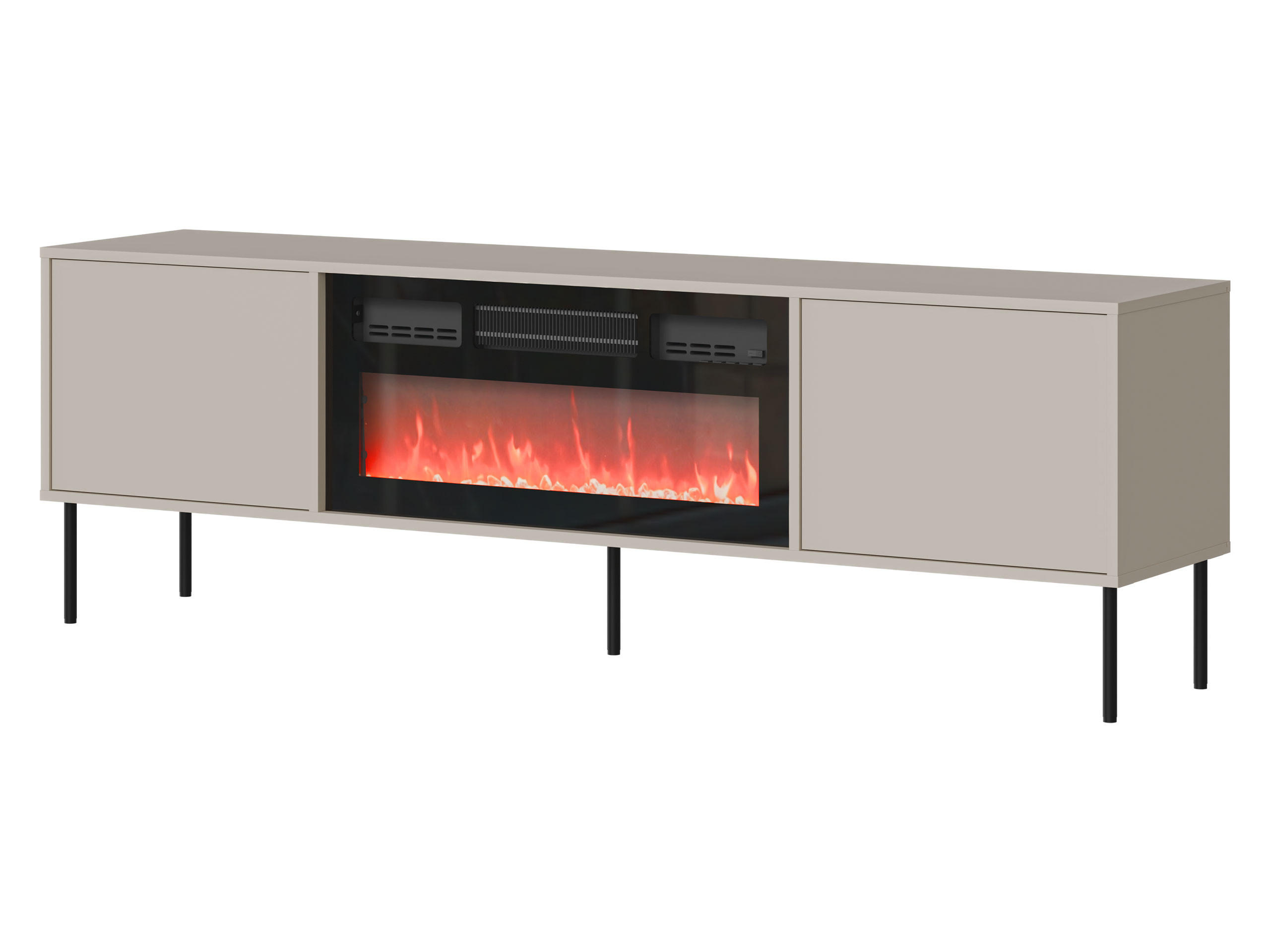 TV-LOWBOARD Domi 180 2D EF mit Kamin - Kaschmir/Schwarz, Holzwerkstoff/Metall (183/60/40cm) - MIRJAN24