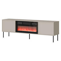 TV-LOWBOARD Domi 180 2D EF mit Kamin - Kaschmir/Schwarz, Holzwerkstoff/Metall (183/60/40cm) - MIRJAN24