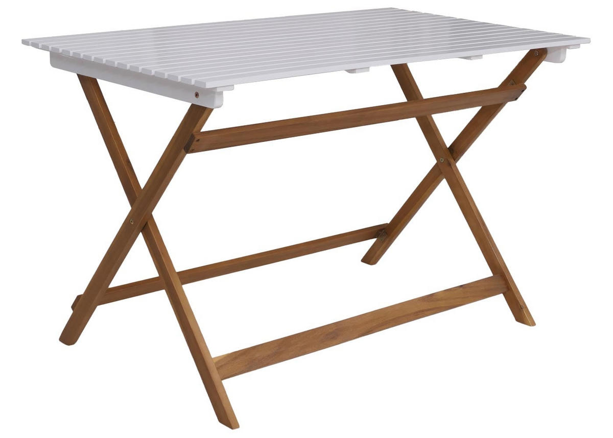 GARTENMÖBEL-SET 4x Stuhl Natur-Weiß - Weiß, Holz - PROREGAL