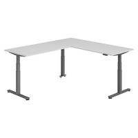 ECKSCHREIBTISCH elektrisch höhenverstellbar L-Form 240/200/74 cm in Grau/Graphitfarben - Graphitfarben/Grau, Holzwerkstoff (240/200/74cm) - bümö