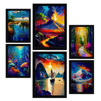 POSTER Set Mit 6 Wasser & Feuer Im Ölgemälde Stil A3 & A4 Rahmenlos - Klar, Papier (29/3cm) - Nacnic