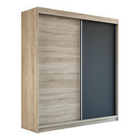 SCHWEBETÜRENSCHRANK 120 CM PAX Farbe: Sonoma / sonoma / schwarz - Schwarz/Braun, Holzwerkstoff (120/215/59.5cm) - A&J MöbelLand