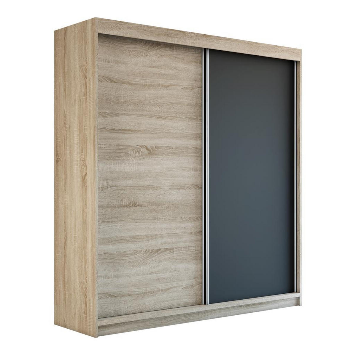 SCHWEBETÜRENSCHRANK 120 CM PAX Farbe: Sonoma / sonoma / schwarz - Schwarz/Braun, Holzwerkstoff (120/215/59.5cm) - A&J MöbelLand