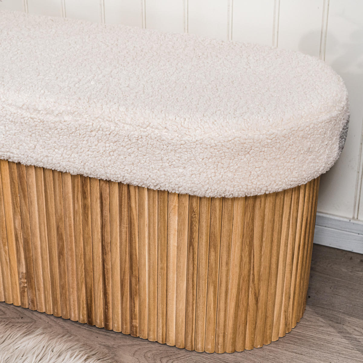 SITZBANK Wolle Weiß - Weiß, Textil (89/43/40cm) - Nordlys