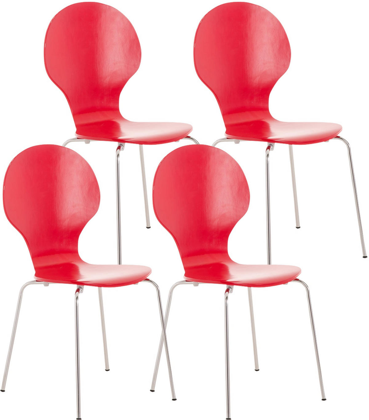 BESUCHERSTUHL Ede - 2er Set rot - Rot, Metall (43/86/45cm) - TPFLiving