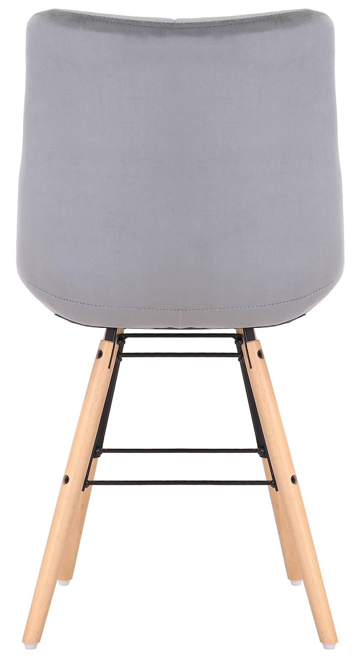 STUHL 2er Set Samt grau - Eukalyptusholzfarben/Grau, Holz/Textil (46/82/60cm) - CLP