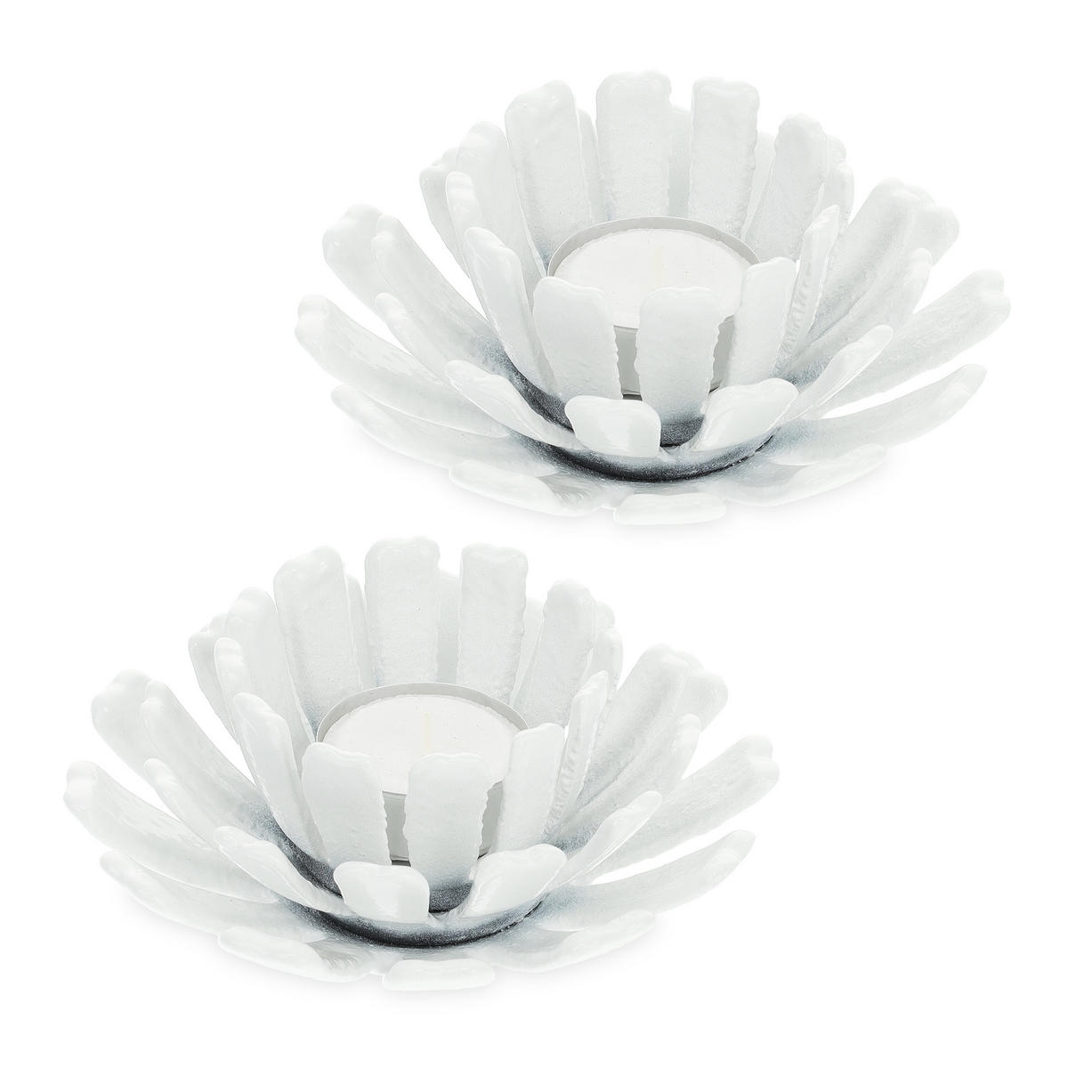 2xTEELICHTHALTER - Weiß, Metall (6cm) - Relaxdays