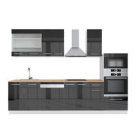 KUHINJSKI BLOK Fame-Line Antracit visok sijaj/bela 300 cm z visoko omaro, DP Hrast - črna/bela, leseni material (300/153.6/60cm) - Vicco